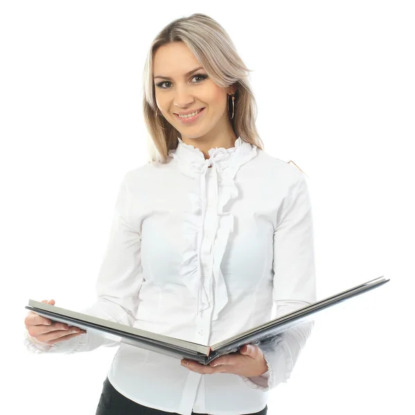 Retrato de senhora sobre um fundo branco — Fotografia de Stock