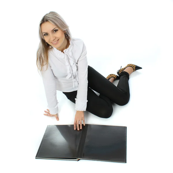 Retrato de senhora sobre um fundo branco — Fotografia de Stock