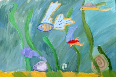 çocuk boyama: su altında