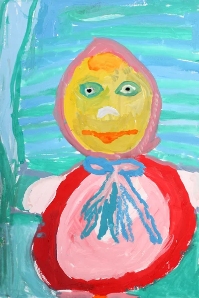 Peintures à dessin pour enfants : poupée portrait — Photo