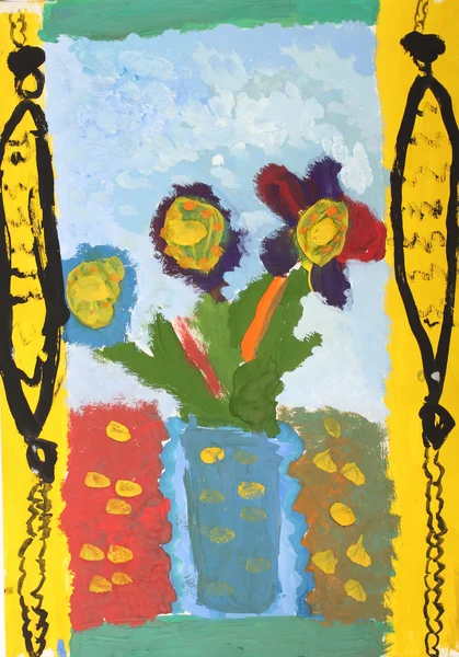Malarstwo dla dzieci: kwiaty — Zdjęcie stockowe