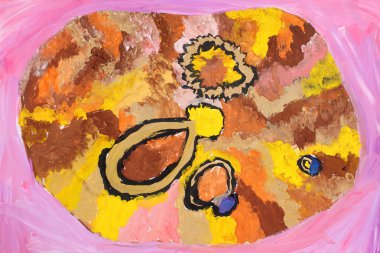 Çocuk resimleri çiziyor.