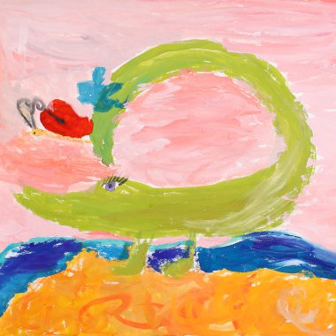 Çocuk resimleri çiziyor.