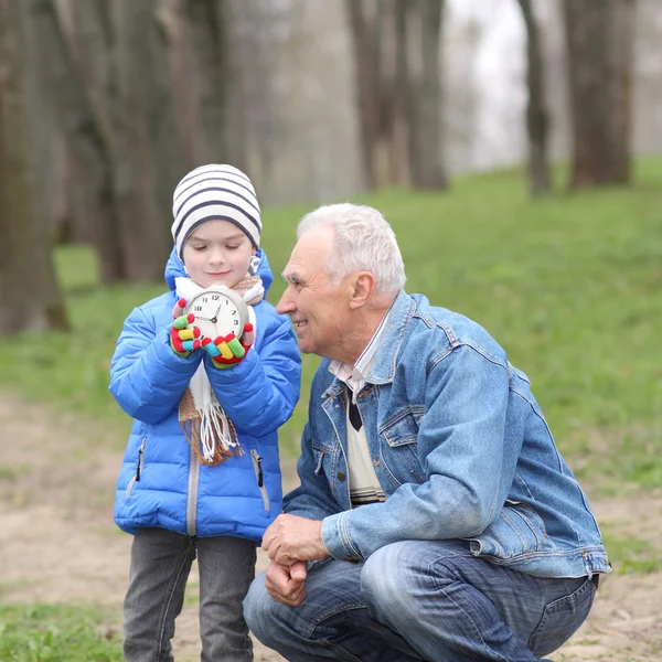 Grandfather and grandson study time — Stock Photo, Image