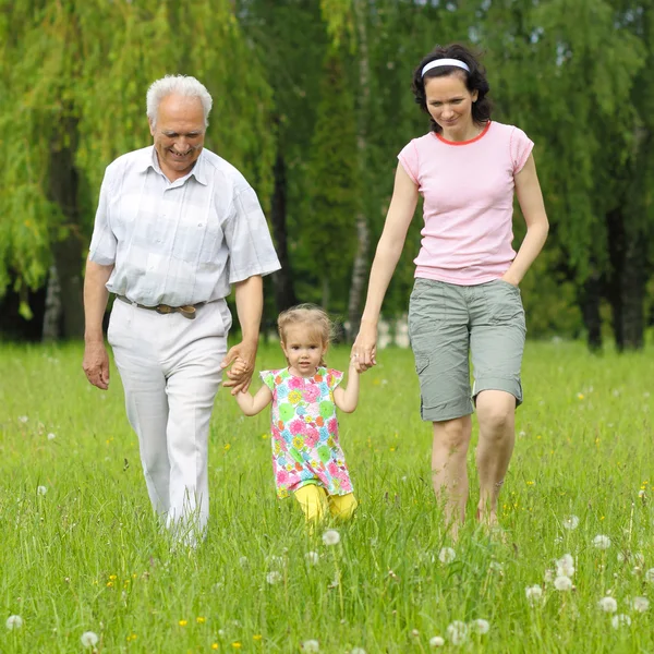 Familie in het park — Stockfoto