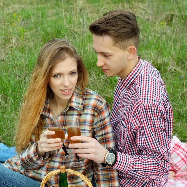 Coppia su picnic — Foto Stock