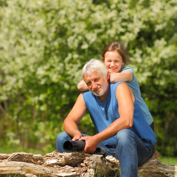 Grandfather with granddaughter — Stock Photo, Image