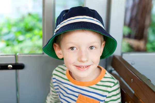 Cute boy in the train — Stock Photo, Image