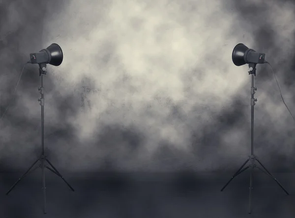 Studio avec brouillard et fumée — Photo
