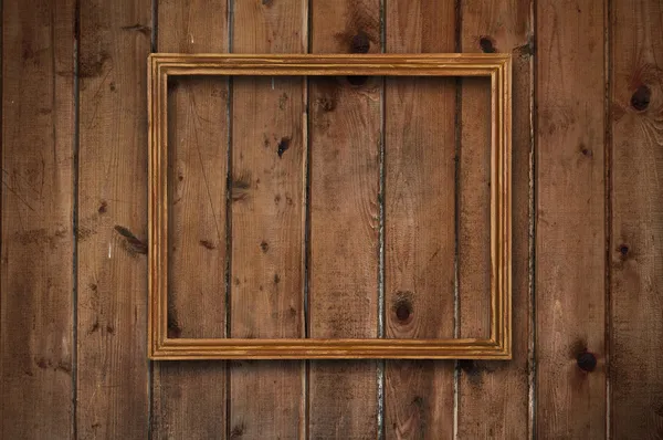 Marco en la pared de madera —  Fotos de Stock