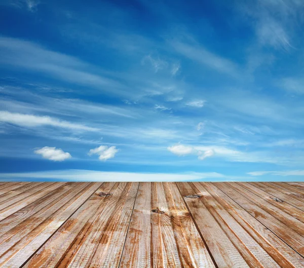 Sky and wood floor — Stock Photo, Image