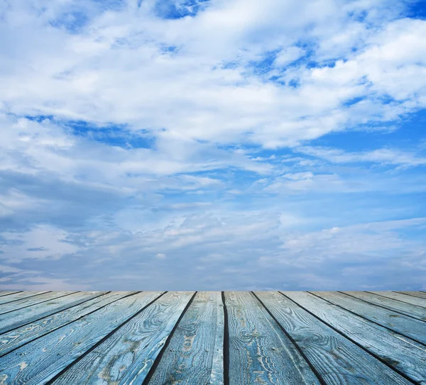 Sky and wood floor — Stock Photo, Image