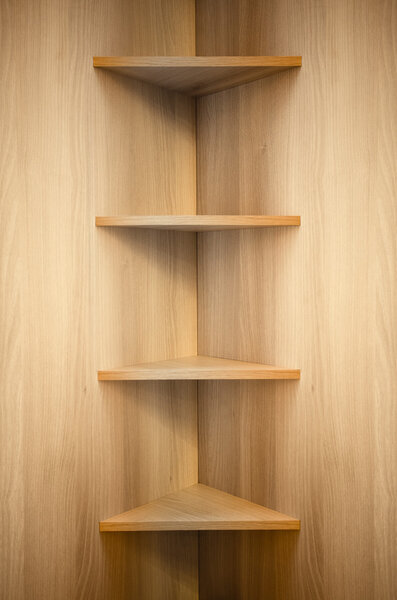 wooden shelves