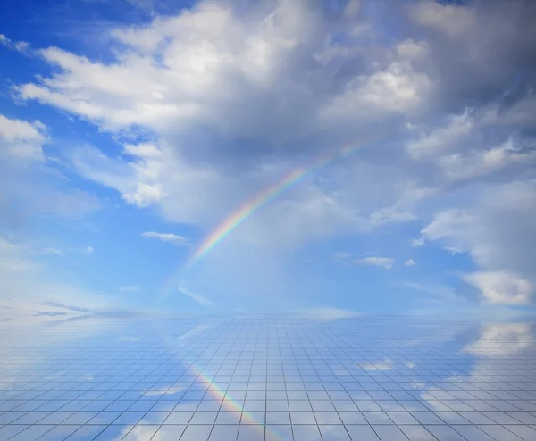 Blue sky and miror floor — Stock Photo, Image