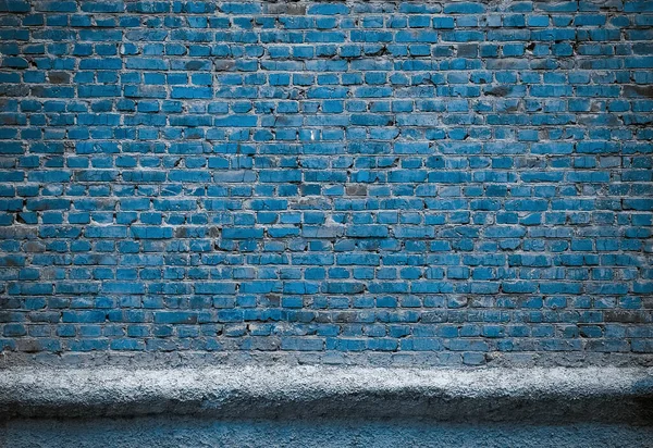 Vecchio Muro Mattoni Sfondo Blu — Foto Stock