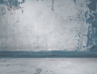 mavi alçı duvar, eski grunge oda, iç arka plan