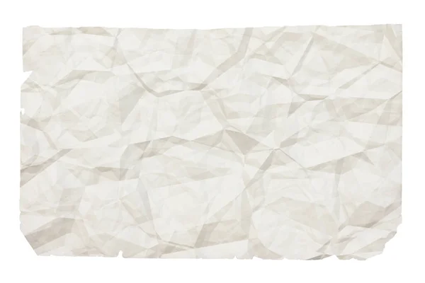 Papel Velho Branco Amassado Com Copyspace Isolado Fundo Branco — Fotografia de Stock