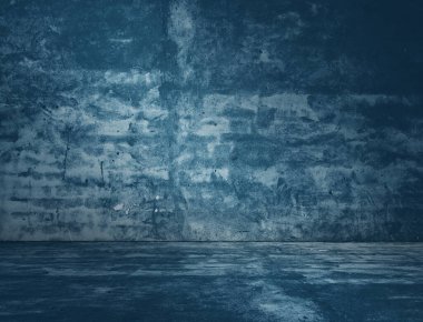 mavi alçı duvar, eski grunge oda, iç arka plan