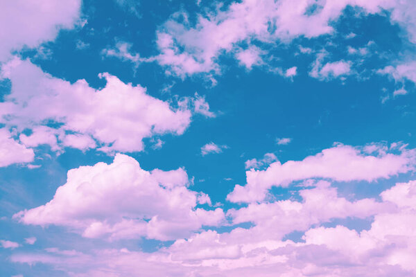 Pink clouds, neon sky background