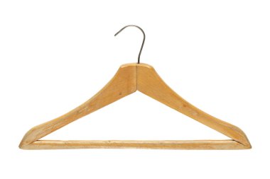 izole kırpma yolu ile beyaz arka plan üzerinde ahşap elbise askısı