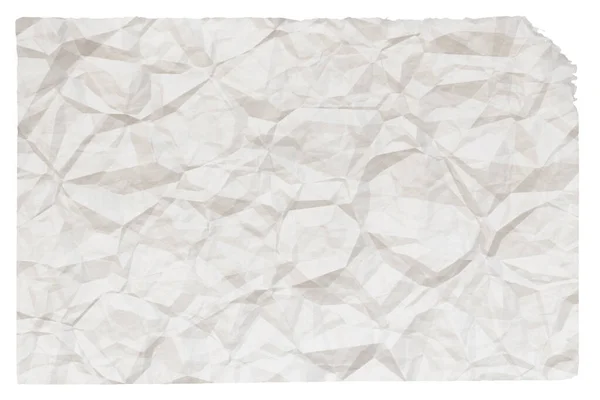 Papel Velho Branco Amassado Com Copyspace Isolado Fundo Branco — Fotografia de Stock