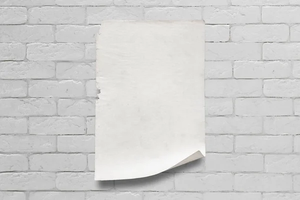 Eski Kağıt Üzerinde Beyaz Tuğla Duvar — Stok fotoğraf