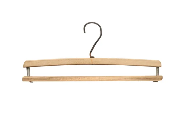 Wooden Clothes Hanger Isolated White Background Clipping Path — Stock Photo, Image