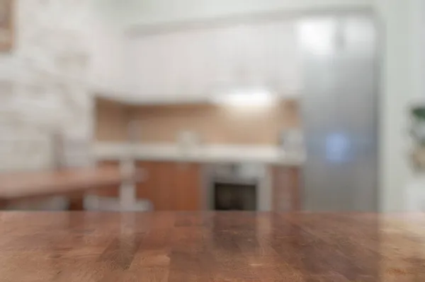 Brauner Holztisch Der Küche — Stockfoto