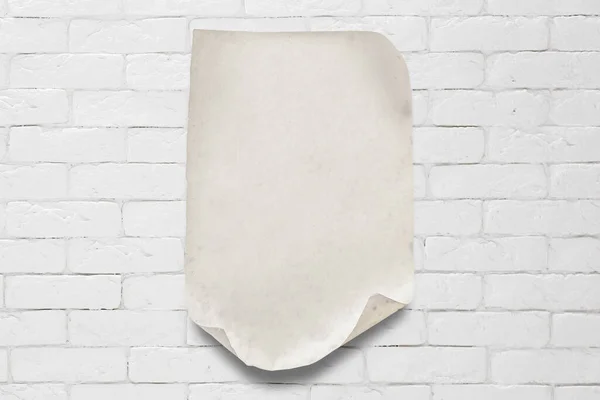 Eski Kağıt Üzerinde Beyaz Tuğla Duvar — Stok fotoğraf