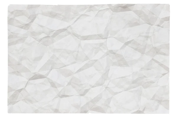 Papel Velho Branco Amassado Com Copyspace Isolado Fundo Branco — Fotografia de Stock