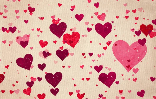 Valentýn Vinobraní Pozadí Srdcem Staré Papírové Textury — Stock fotografie