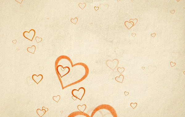День Святого Валентина Винтажный Фон Сердцами Старой Бумажной Текстуре — стоковое фото