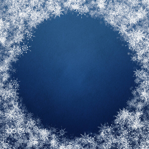 blue winter christmas background with snowflakes