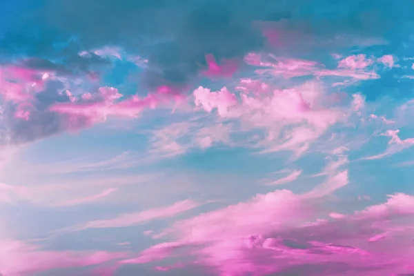 Różowe Chmury Neonowe Niebo Tło — Zdjęcie stockowe