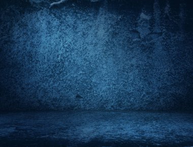 mavi alçı duvar, eski grunge oda, iç arka plan