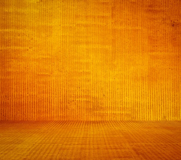 Puste Pomarańczowe Wnętrze Betonową Ścianą Tło Gipsowe — Zdjęcie stockowe