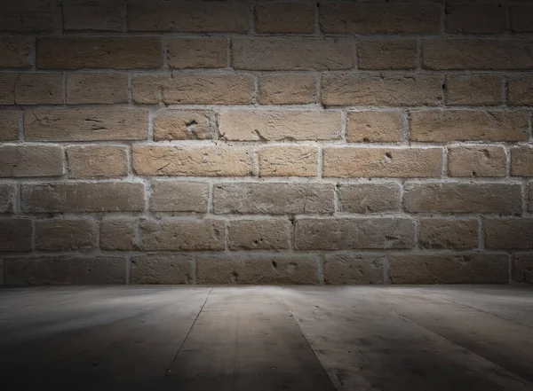 レンガの壁と古いインテリア暗いヴィンテージの背景 — ストック写真