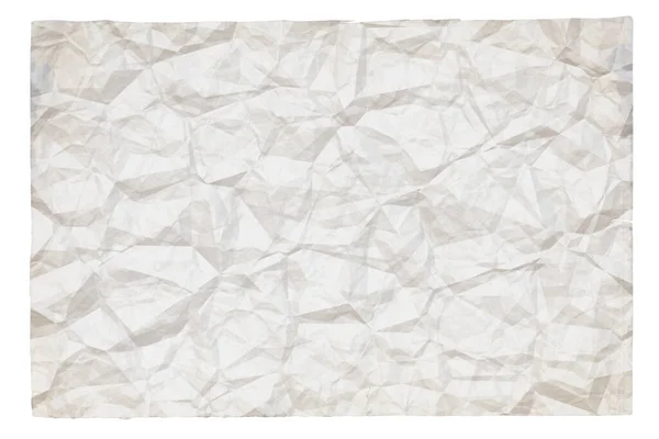 Papel Velho Branco Amassado Com Copyspace Isolado Fundo Branco — Fotografia de Stock