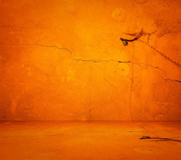 Prázdný Oranžový Interiér Betonovou Stěnou Omítkové Pozadí — Stock fotografie
