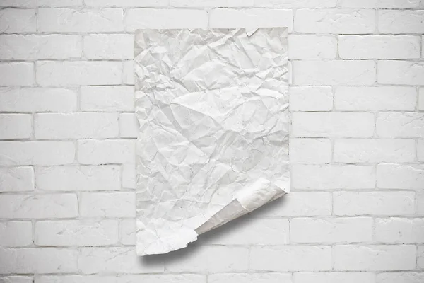 Papel Velho Parede Tijolo Branco — Fotografia de Stock