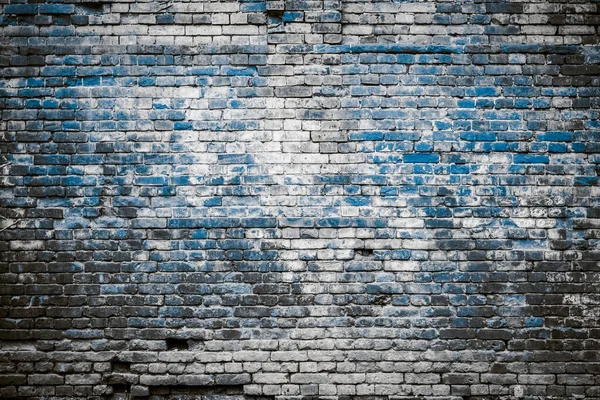 Vieux Mur Briques Fond Bleu — Photo