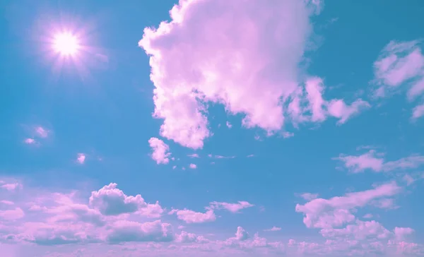 Nuvens Cor Rosa Fundo Céu Neon — Fotografia de Stock