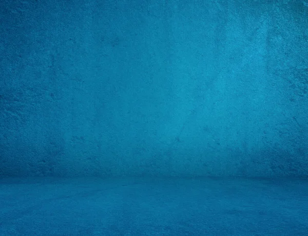 Niebieski Tynk Ściana Stary Grunge Pokój Tło Wnętrza — Zdjęcie stockowe