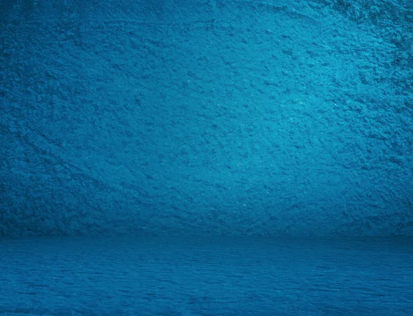 Blauwe Gipsplaat Muur Oude Grunge Kamer Interieur Achtergrond — Stockfoto
