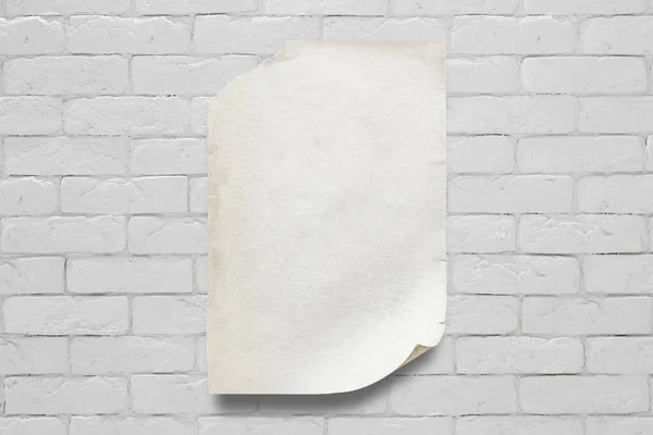 Papel Velho Parede Tijolo Branco — Fotografia de Stock