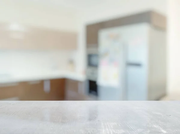 Weißer Holztisch Der Küche — Stockfoto