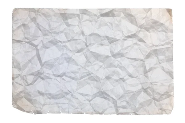 Papel Velho Branco Amassado Com Copyspace Isolado Fundo Branco — Fotografia de Stock