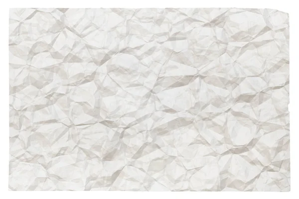 Papel Velho Branco Amassado Com Copyspace Isolado Fundo Branco — Fotografia de Stock