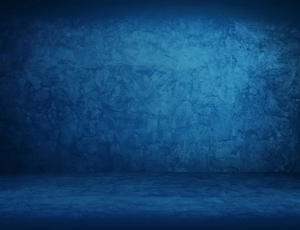Blauwe Gipsplaat Muur Oude Grunge Kamer Interieur Achtergrond — Stockfoto