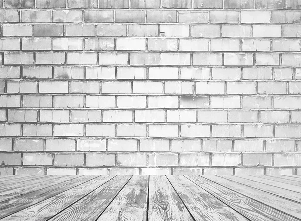 レンガの壁と白い背景を持つ灰色のインテリア — ストック写真